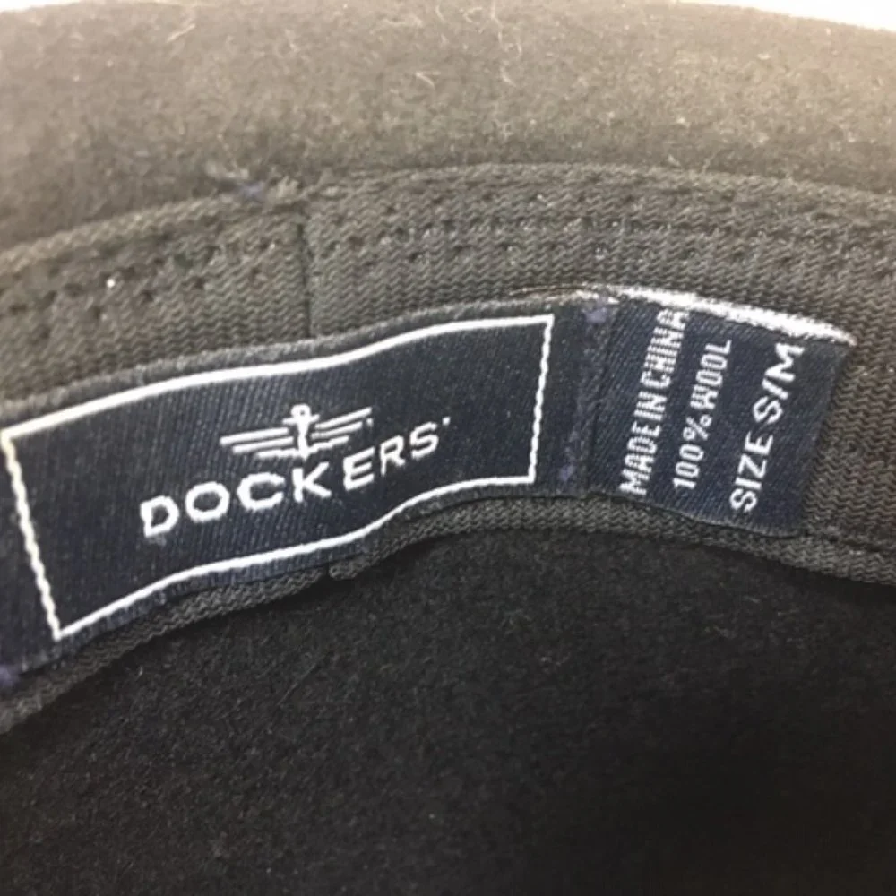 Dockers Stylish Black Wool Hat w/ Grosgrain Ribbon S/M
